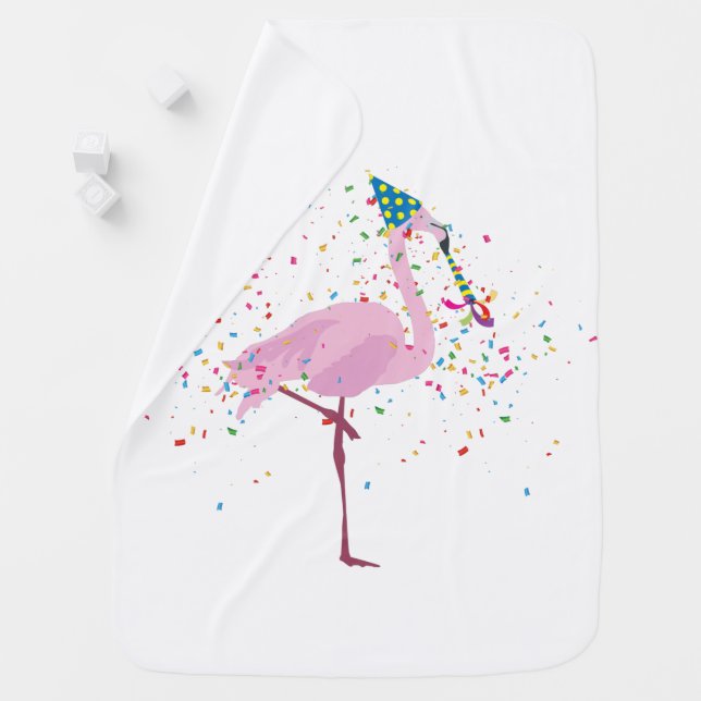 Flamingo Partying - Animals Having a Party Baby Blanket (In Situ)