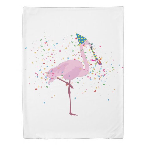 Flamingo Partying _ Animals Having a Party Duvet Cover