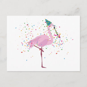 Flamingo Partying - Animals Having a Party Postcard