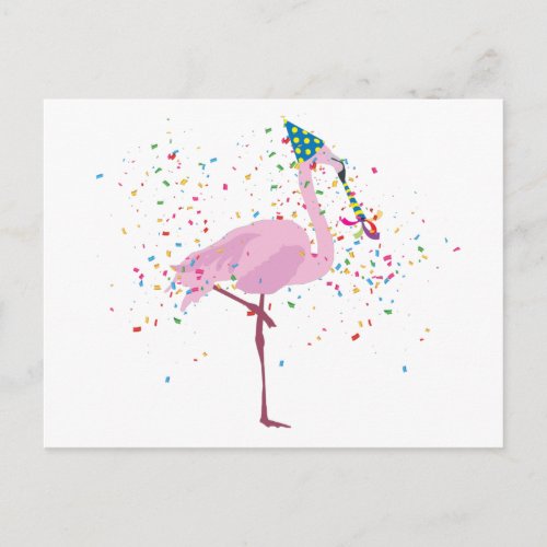 Flamingo Partying _ Animals Having a Party Postcard