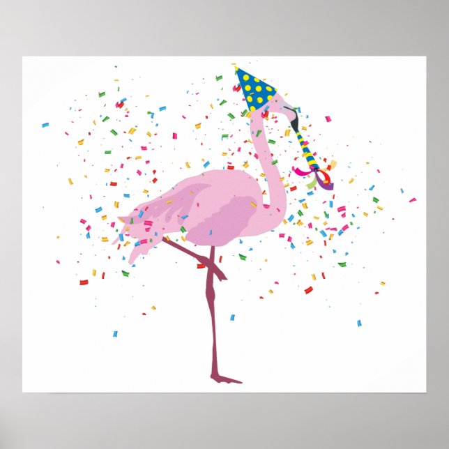 Flamingo Partying - Animals Having a Party Poster (Front)