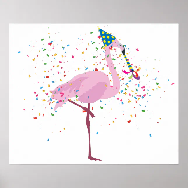 Flamingo Partying - Animals Having a Party Poster | Zazzle