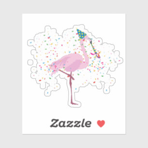 Flamingo Partying - Animals Having a Party Sticker