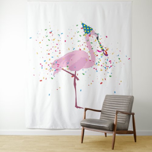 Flamingo Partying _ Animals Having a Party Tapestry