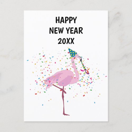 Flamingo Partying _ Animals Holiday New Years Card