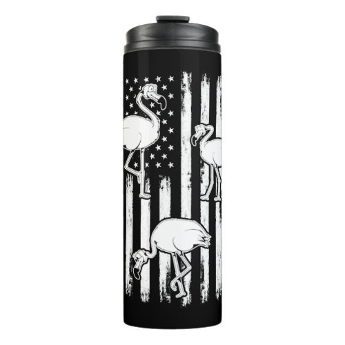 Flamingo Patriotic US Flag 4th Of July Flamingo Thermal Tumbler