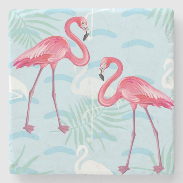 Flamingo Pattern 2 Stone Coaster (Front)