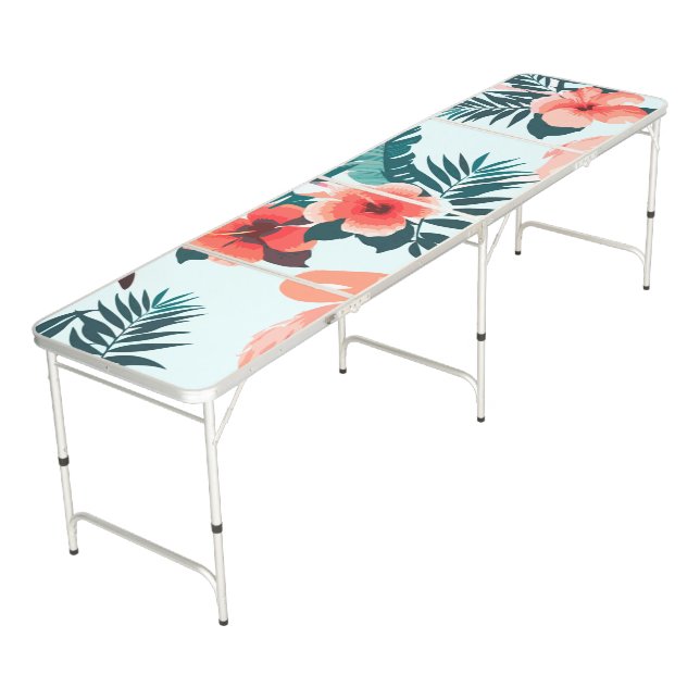 Flamingo Pattern Beer Pong Table (Angled)