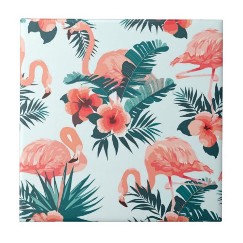 Flamingo Pattern Ceramic Tile