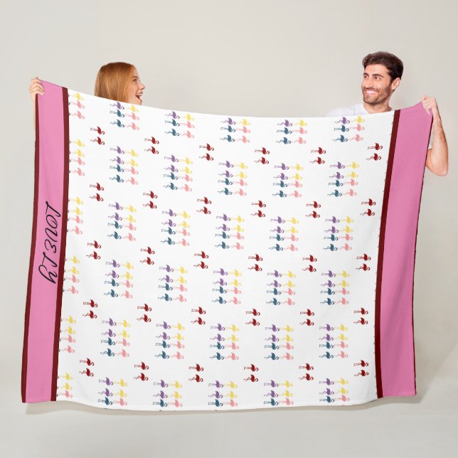 Flamingo Pattern Colorful Fleece Blanket (In Situ)