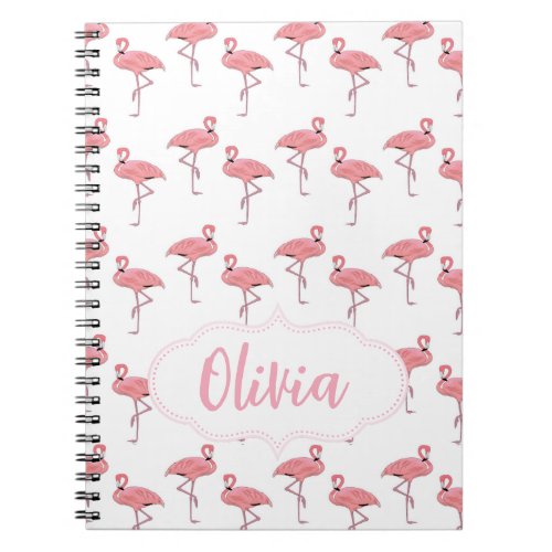 Flamingo Pattern Custom Name Notebook