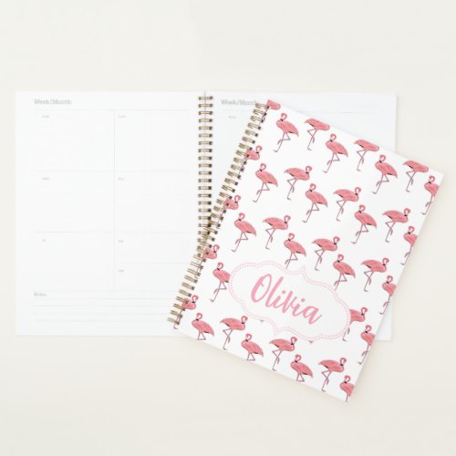 Flamingo Pattern Custom Name Planner