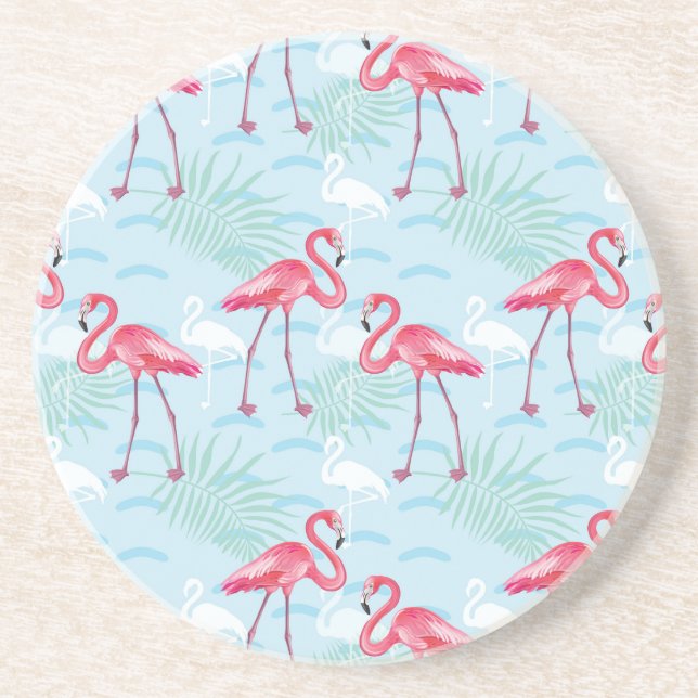 Flamingo Pattern Drink Coaster (Front)
