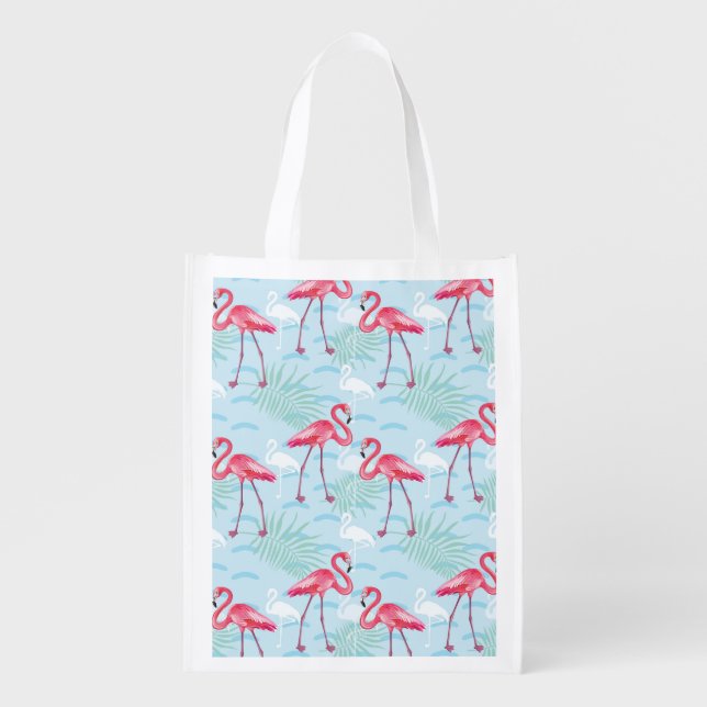 Flamingo Pattern Grocery Bag (Front)