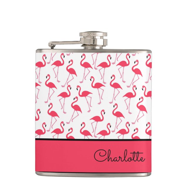 Flamingo Pattern Hip Flask (Front)