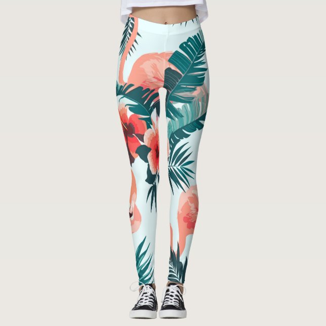 Flamingo Pattern Leggings (Front)