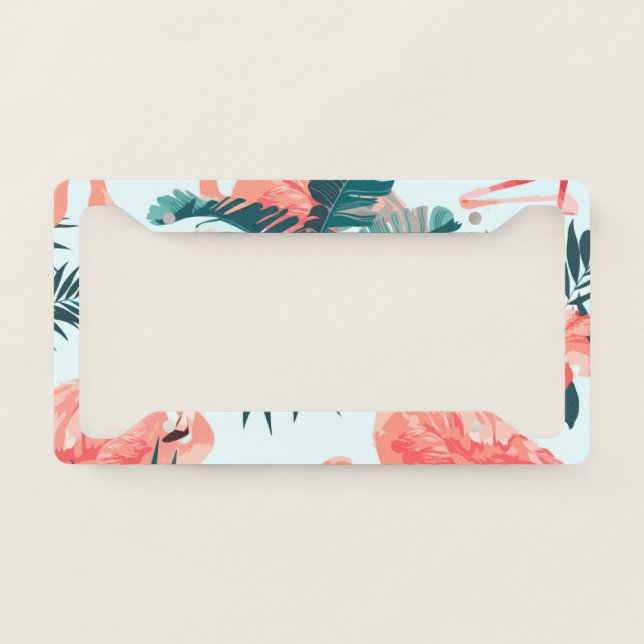Flamingo Pattern License Plate Frame (Front)
