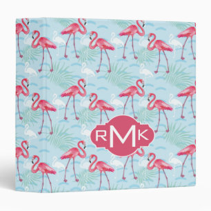 Flamingo Pattern   Monogram 3 Ring Binder