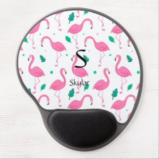 Flamingo pattern Monogram and Name Custom Gel Mouse Pad
