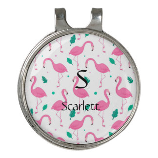 Flamingo pattern Monogram and Name Custom Golf Hat Clip