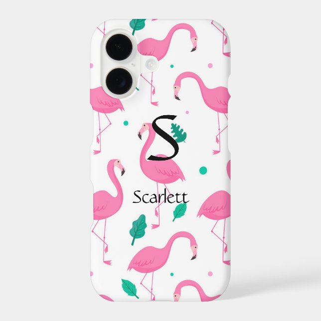 Flamingo pattern Monogram and Name Custom Iphone Case (Back)