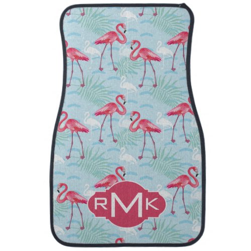 Flamingo Pattern  Monogram Car Floor Mat