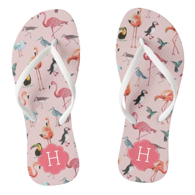 Flamingo Pattern Monogram | Flip Flops (Footbed)