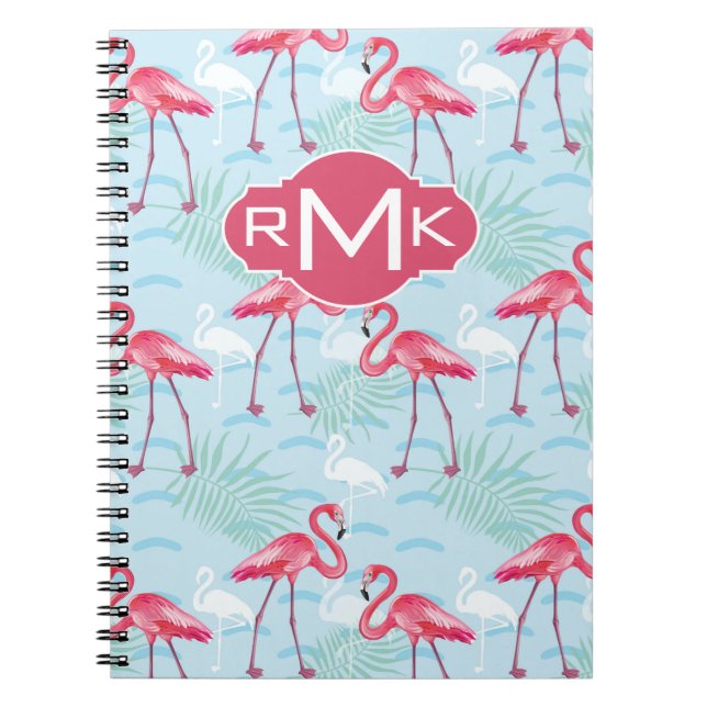 Flamingo Pattern | Monogram Notebook (Front)