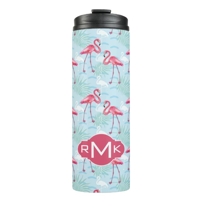 Flamingo Pattern | Monogram Thermal Tumbler (Front)