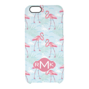 Flamingo Pattern   Monogram Clear iPhone 6/6S Case