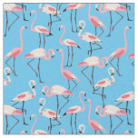 Flamingo Pattern on Summer Blue Fabric