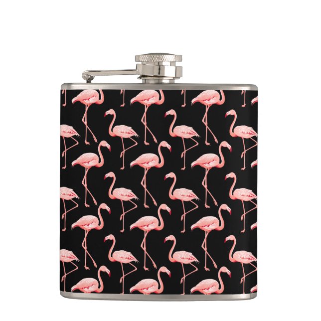 Flamingo Pattern Pink Bird Tropical Animal Lover Flask (Front)