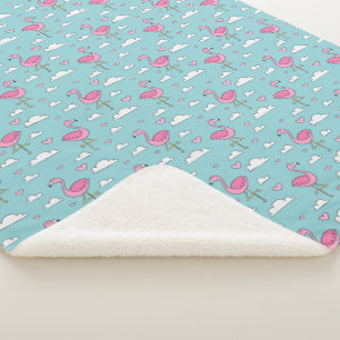 Flamingo pattern sherpa blanket