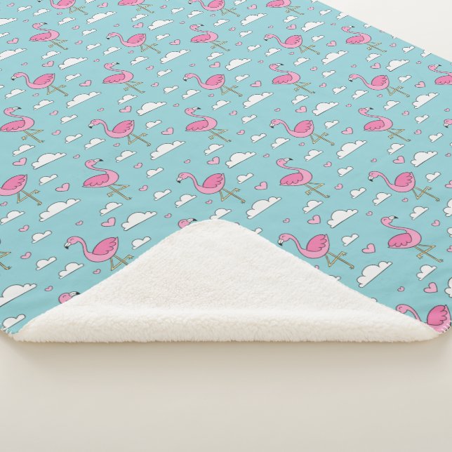 Flamingo pattern sherpa blanket (3/4)