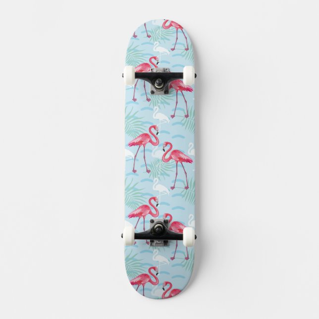 Flamingo Pattern Skateboard Deck (Front)