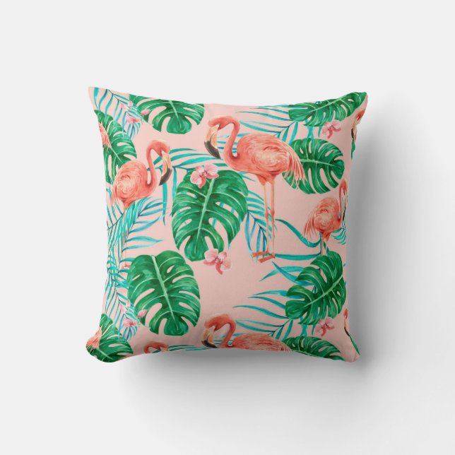 Flamingo pattern throw pillow (Front)