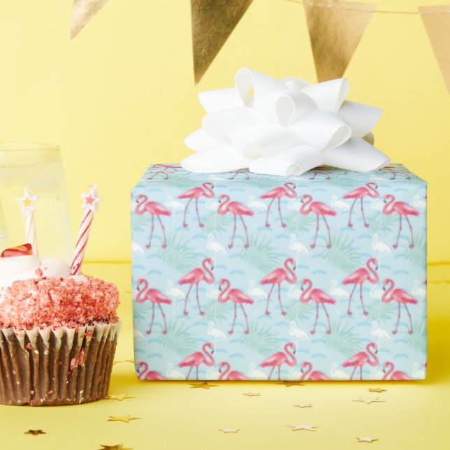 Flamingo Pattern Wrapping Paper (Birthday Party)