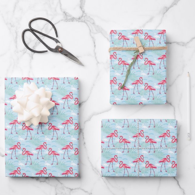 Flamingo Pattern Wrapping Paper Sheets (Front)