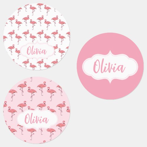 Flamingo Patterns Custom Name Labels