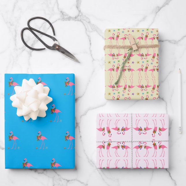 Flamingo Patterns Wrapping Paper Sheets (Front)