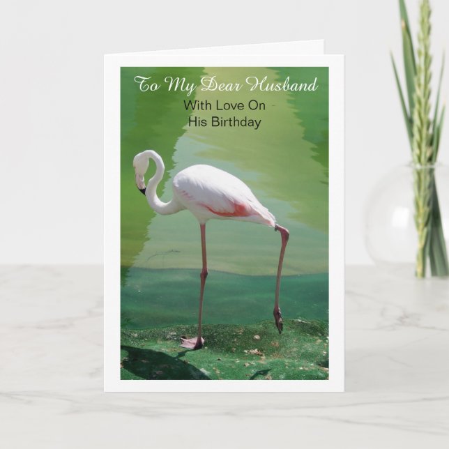 Flamingo Personalised Husband Birthday Card (Front)
