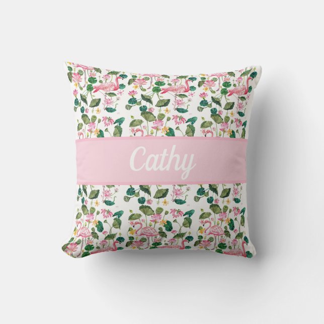 Flamingo Personnalisable Throw Pillow (Front)