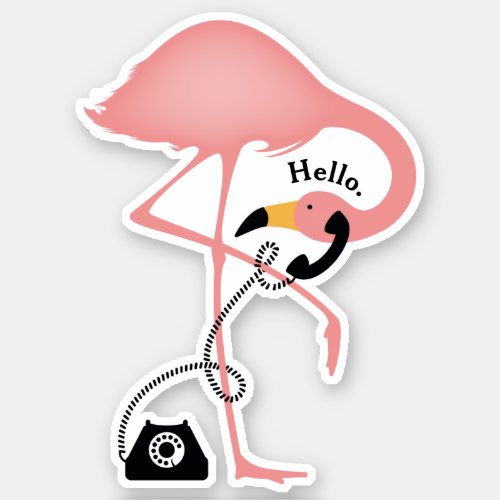 Flamingo Phone Hello Sticker