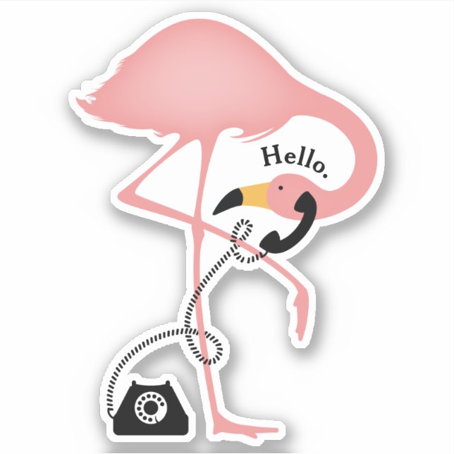 Flamingo Phone Hello Sticker (Front)