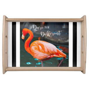 Flamingo Photo Black Stripes Dare To Be Different Serving Tray