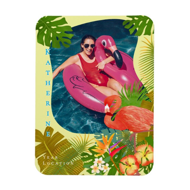 Flamingo Photo Tropical Yellow Magnet (Vertical)