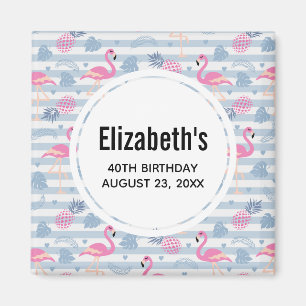 Flamingo & Pineapple Pattern Save the Date Magnet