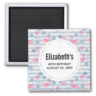 Flamingo & Pineapple Pattern Save the Date Magnet
