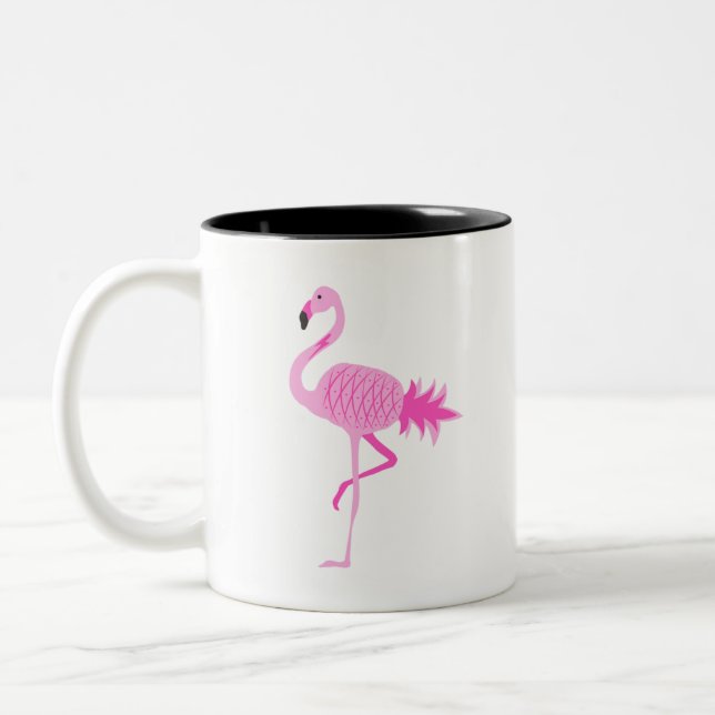 Flamingo Pineapple Two-Tone Coffee Mug (Left)