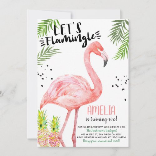 Flamingo Pineapple Watercolor Invitation Event